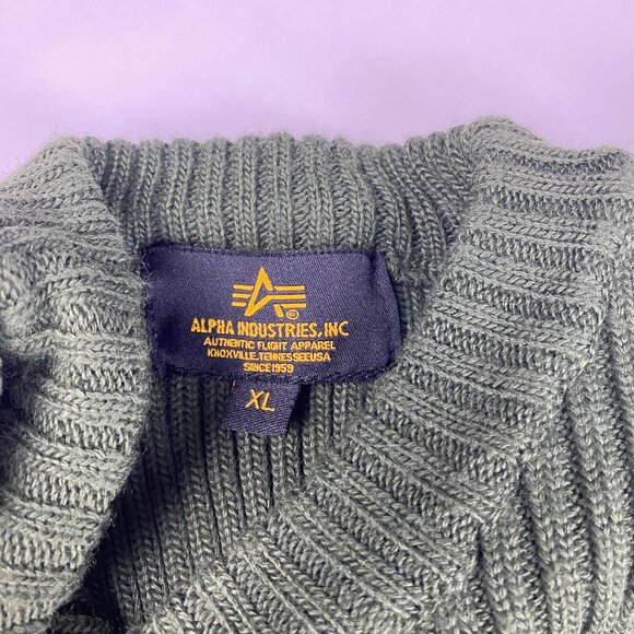 Alpha Industries Flight Sweater Mens XL Military Elbow Patch Knit - Picture 7 of 12